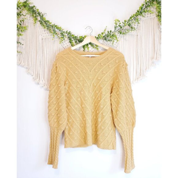 FAVLUX Sweaters - Favlux Yellow Pom Pom Puff Sleeve Sweater